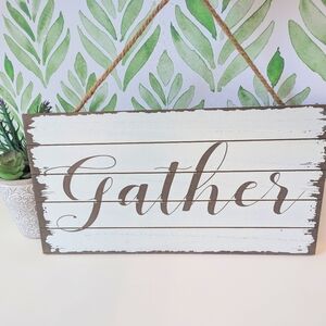 ⭐ Gather Fall Thanksgiving Sign Wall Hanger Rustic Farmhouse⭐